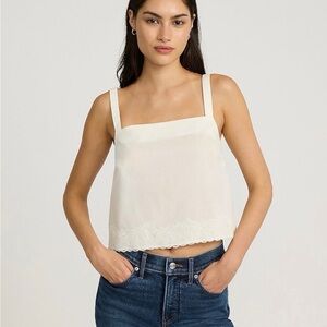 Express Cream Crop Top Tank with Lace Detail